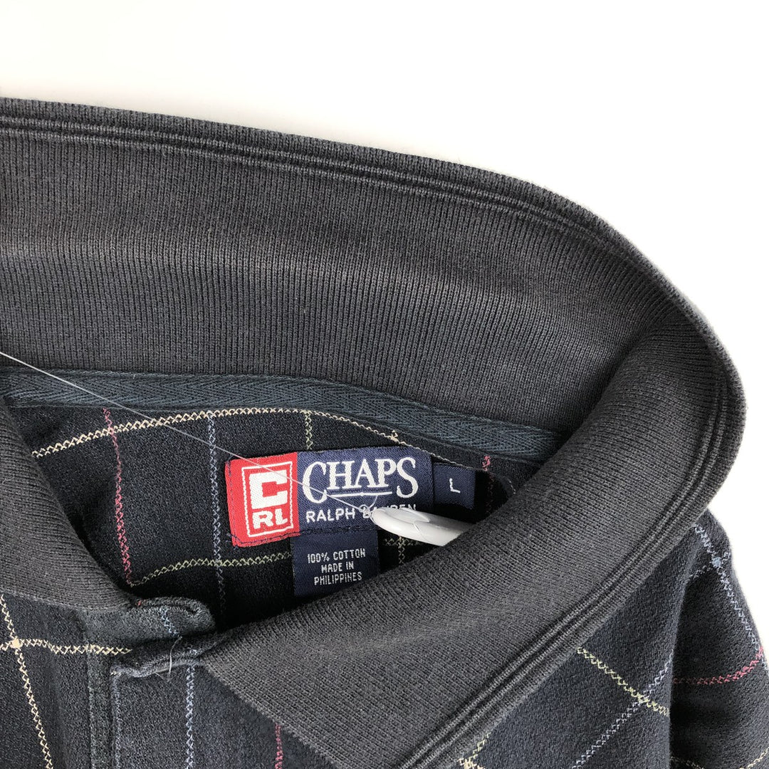 Ralph Lauren CHAPS Short-Sleeve Check Polo Shirt, Men's Size L (approx.) cotton black type Vintage Second Hand