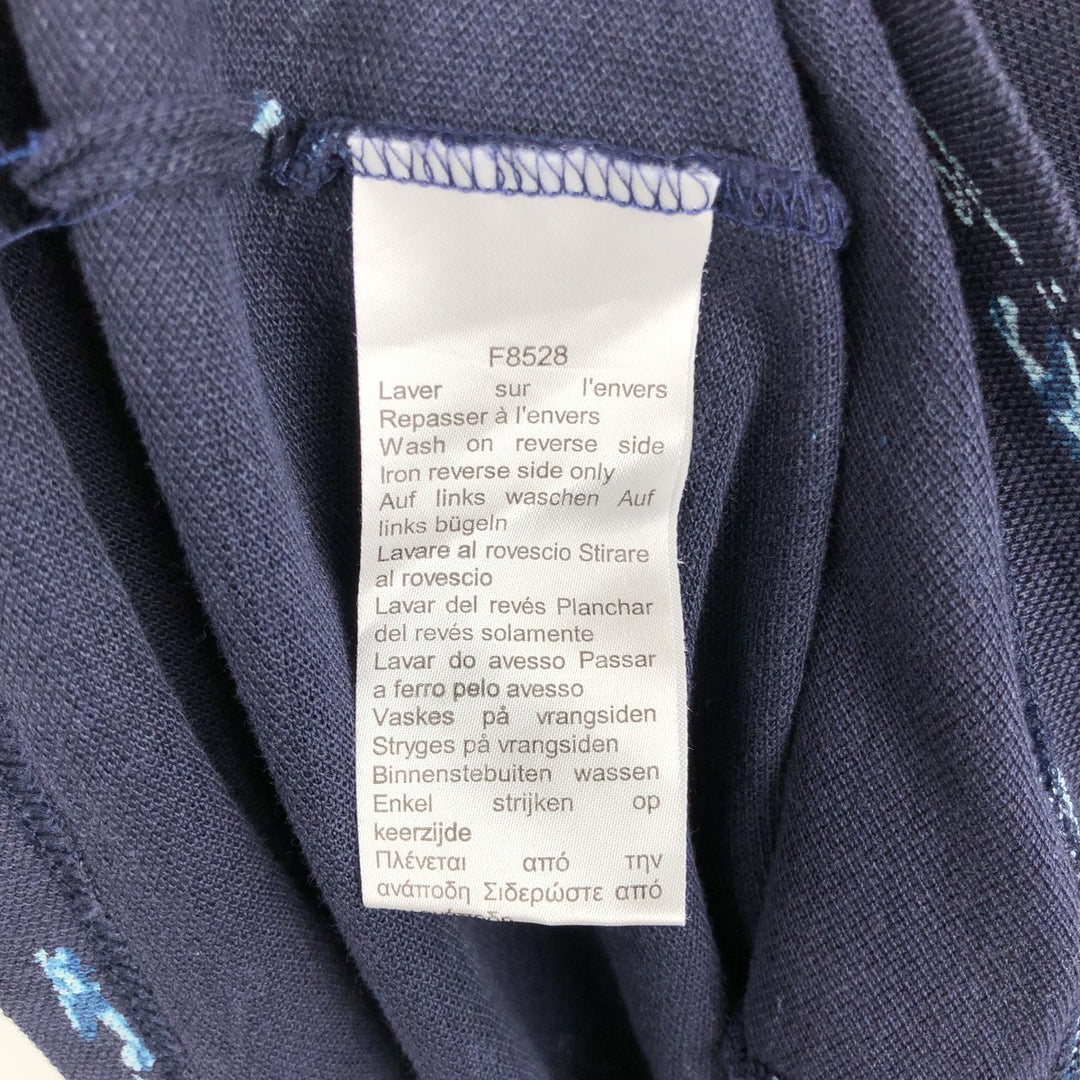 Lacoste SLIM FIT all-over print short-sleeved polo shirt, men's size L (approx.) unclear navy blue type Vintage Second Hand