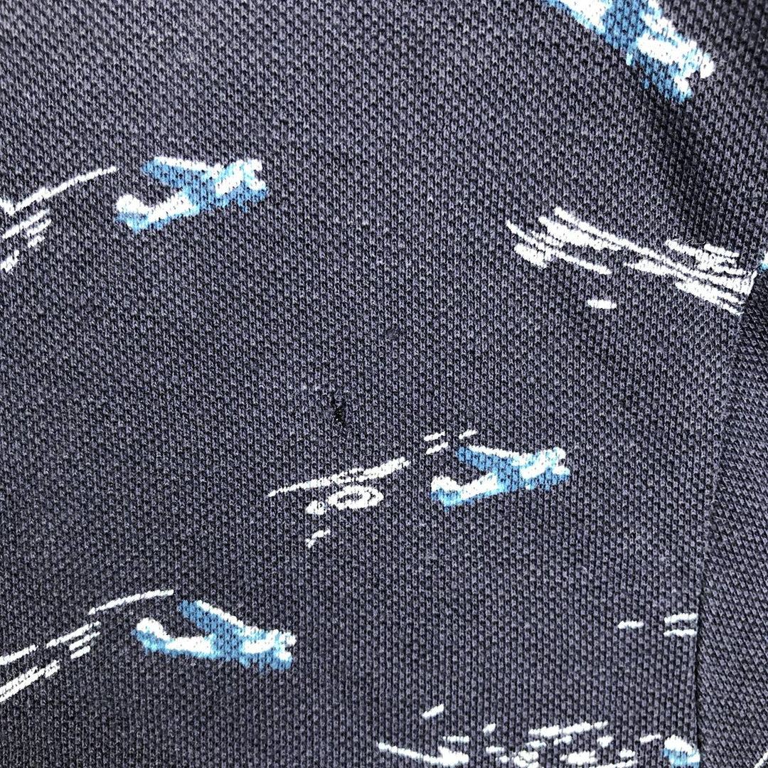 Lacoste SLIM FIT all-over print short-sleeved polo shirt, men's size L (approx.) unclear navy blue type Vintage Second Hand