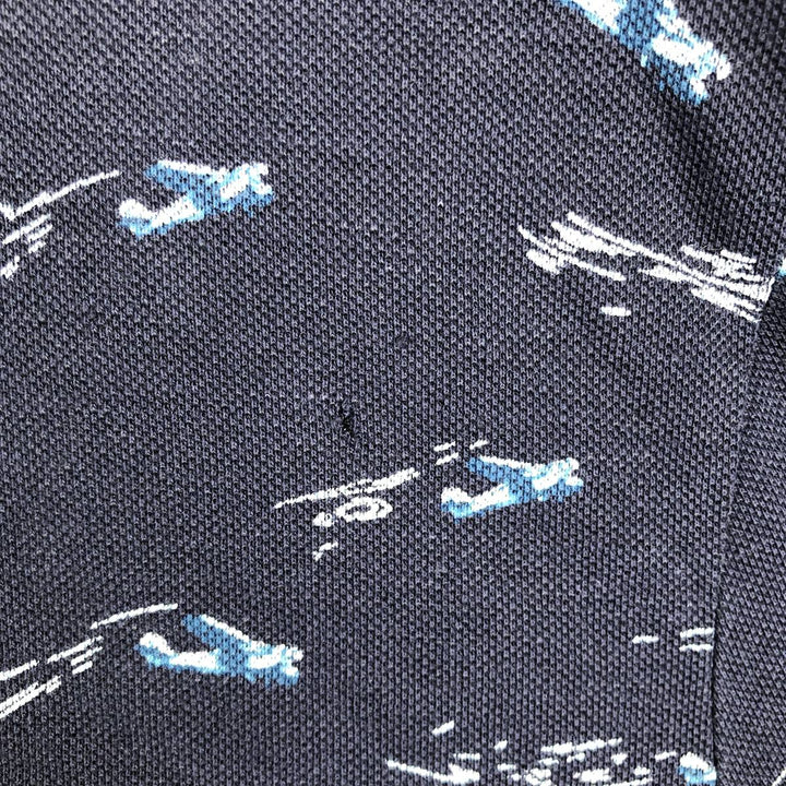Lacoste SLIM FIT all-over print short-sleeved polo shirt, men's size L (approx.) unclear navy blue type Vintage Second Hand