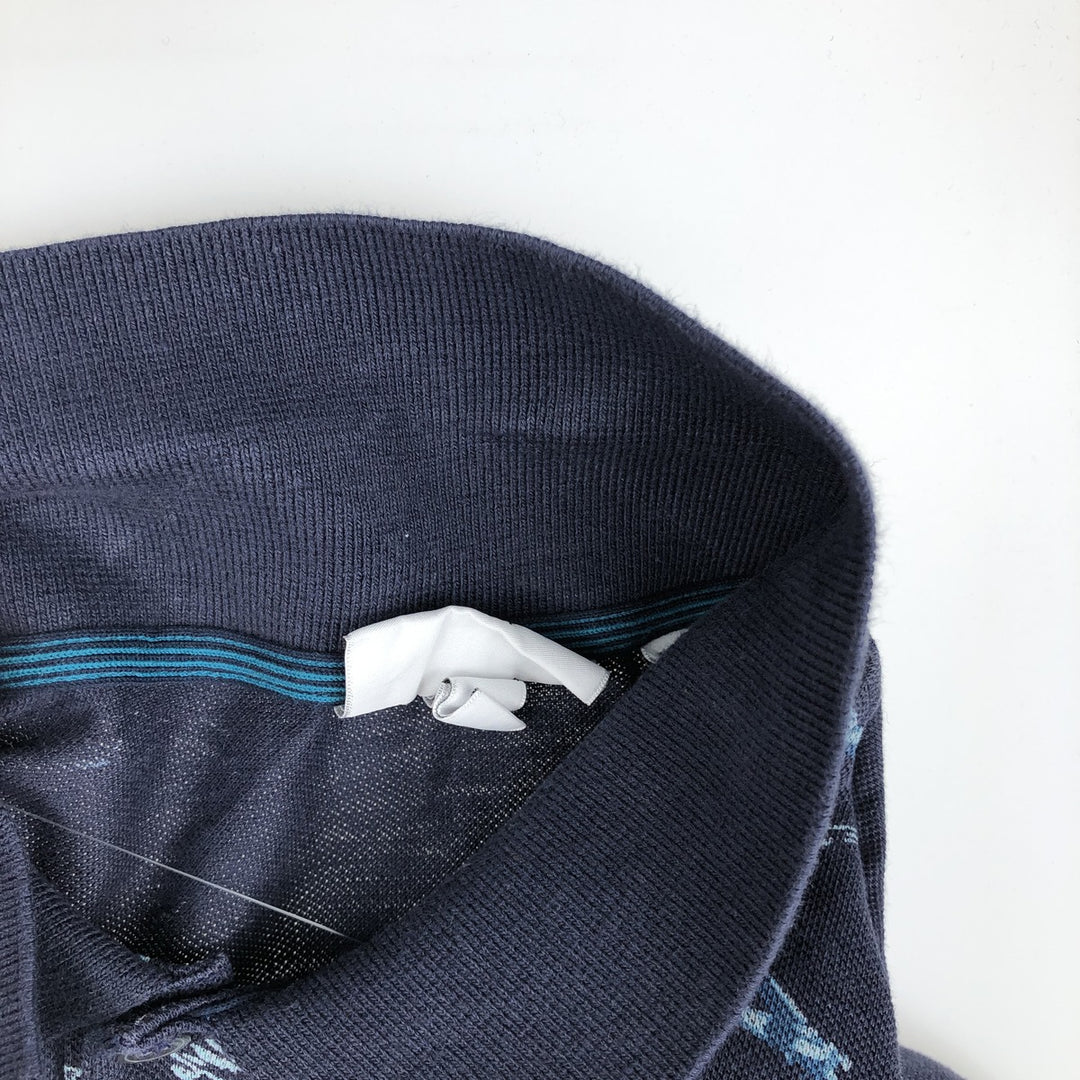 Lacoste SLIM FIT all-over print short-sleeved polo shirt, men's size L (approx.) unclear navy blue type Vintage Second Hand