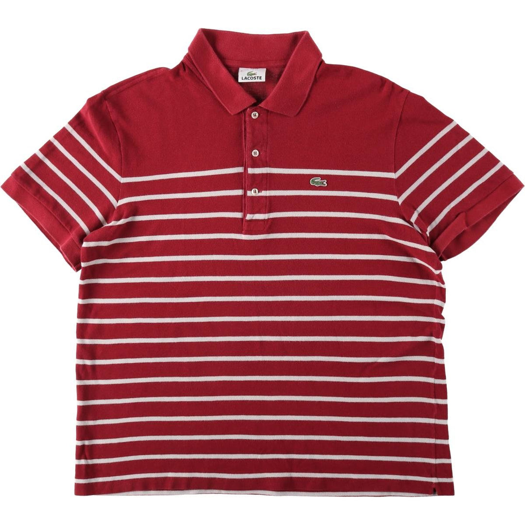 Lacoste short-sleeved striped polo shirt, men's size XL cotton red type Vintage Second Hand