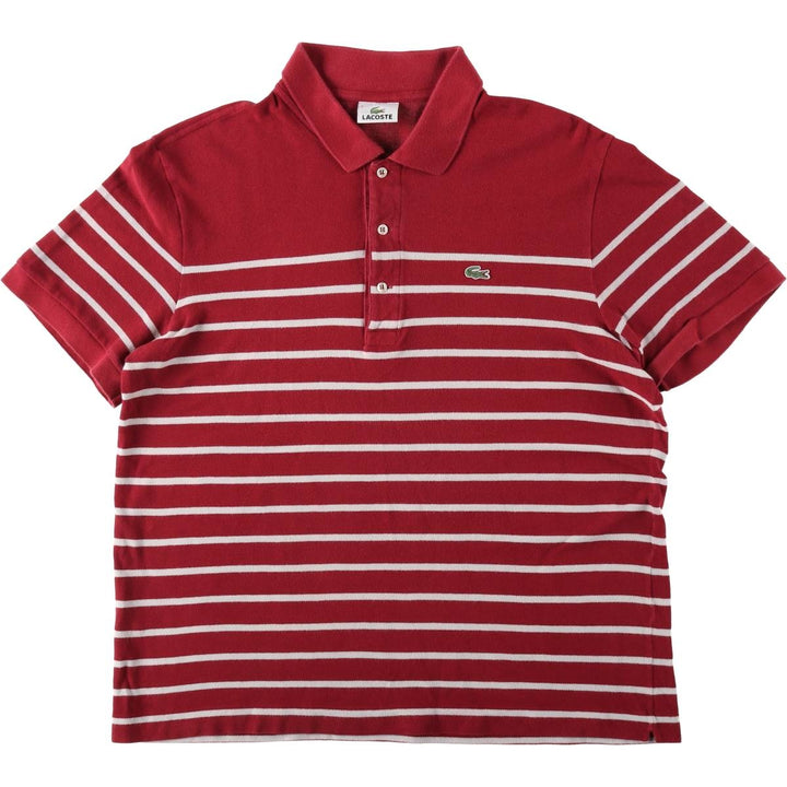 Lacoste short-sleeved striped polo shirt, men's size XL cotton red type Vintage Second Hand