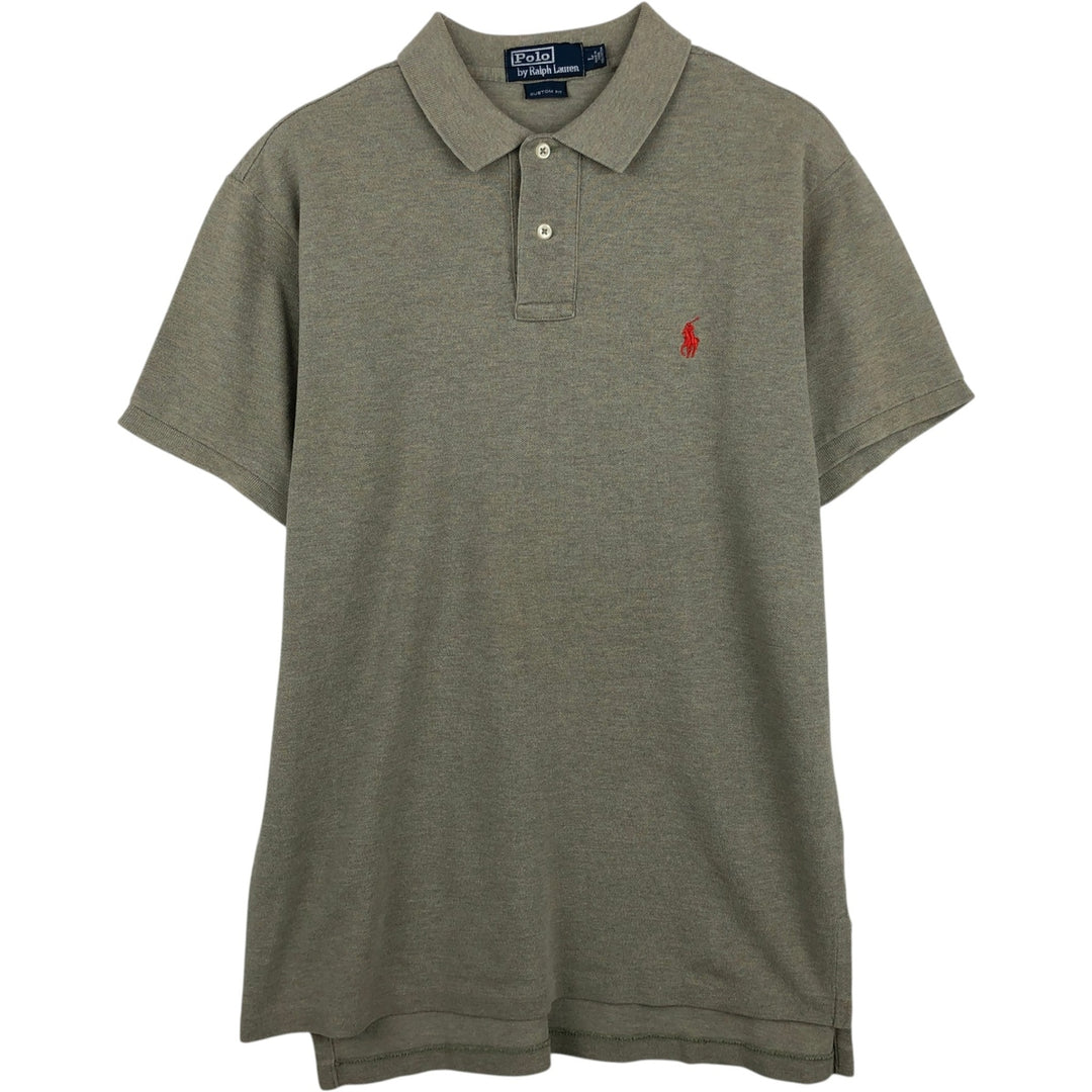 Ralph Lauren POLO by Ralph Lauren CUSTOM FIT short sleeve polo shirt, men's size L cotton Khaki type beige Vintage Second Hand
