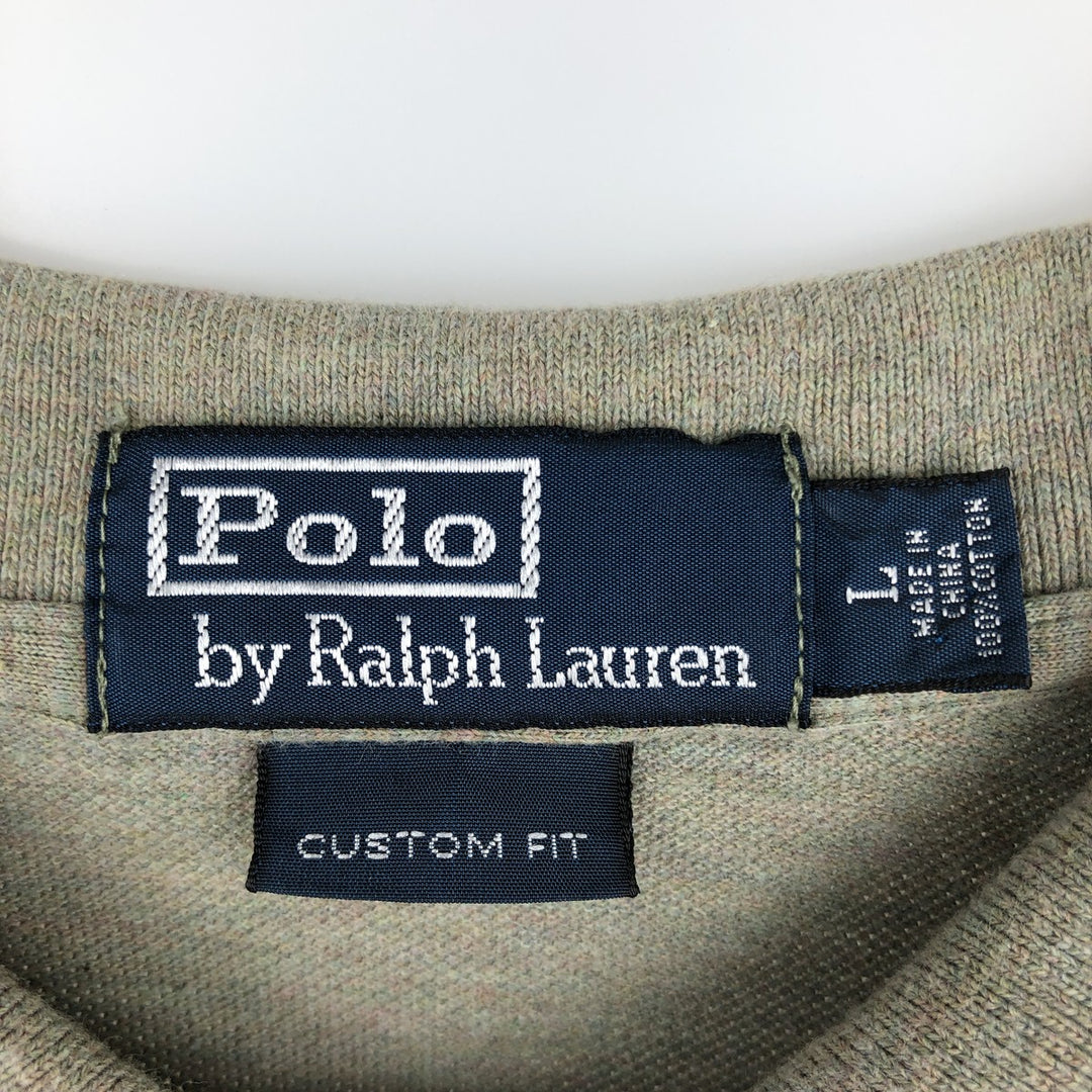 Ralph Lauren POLO by Ralph Lauren CUSTOM FIT short sleeve polo shirt, men's size L cotton Khaki type beige Vintage Second Hand