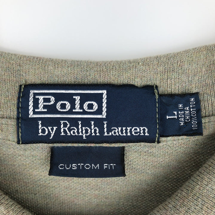 Ralph Lauren POLO by Ralph Lauren CUSTOM FIT short sleeve polo shirt, men's size L cotton Khaki type beige Vintage Second Hand