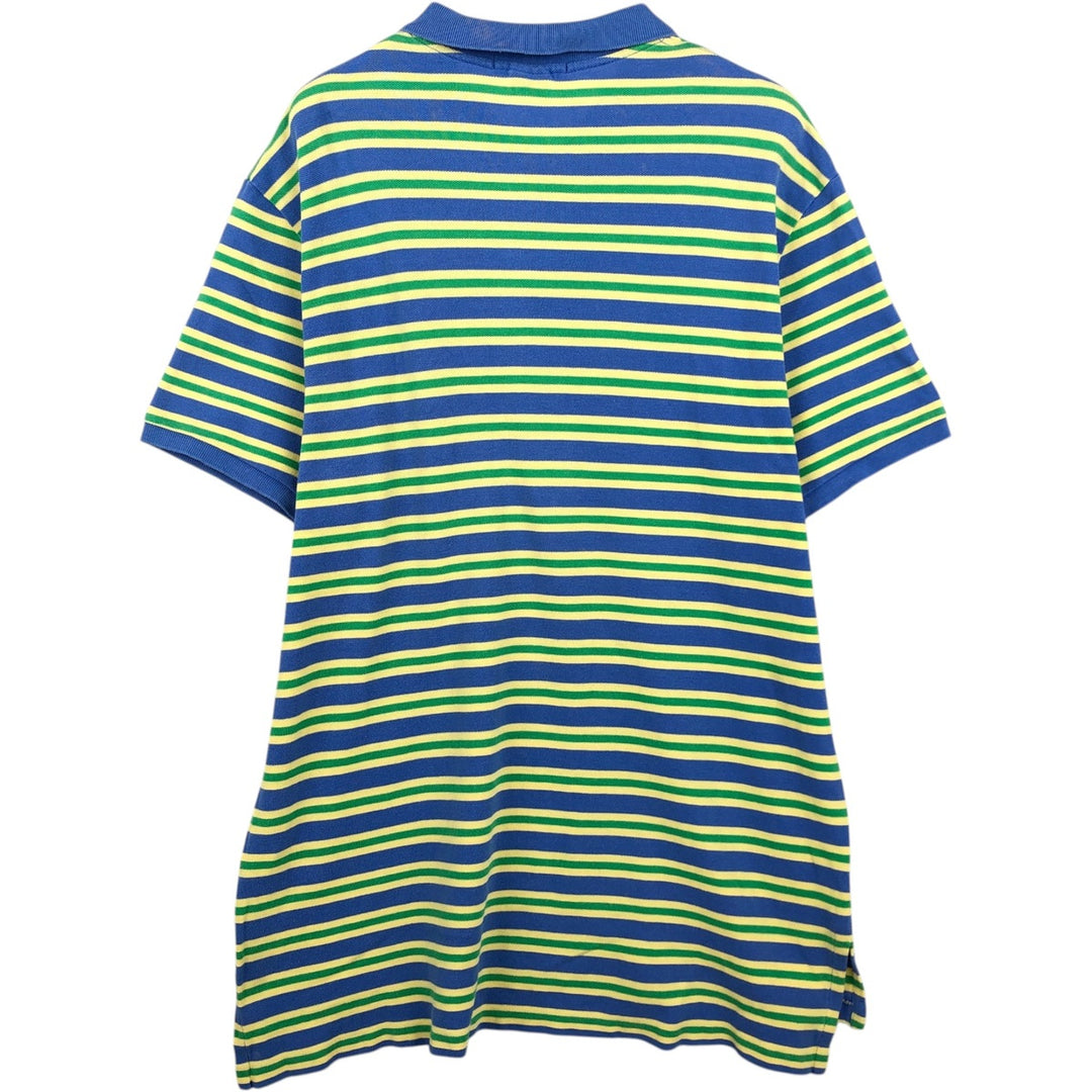 Ralph Lauren POLO by Ralph Lauren CUSTOM FIT short sleeve striped polo shirt men's XL size cotton blue type Vintage Second Hand