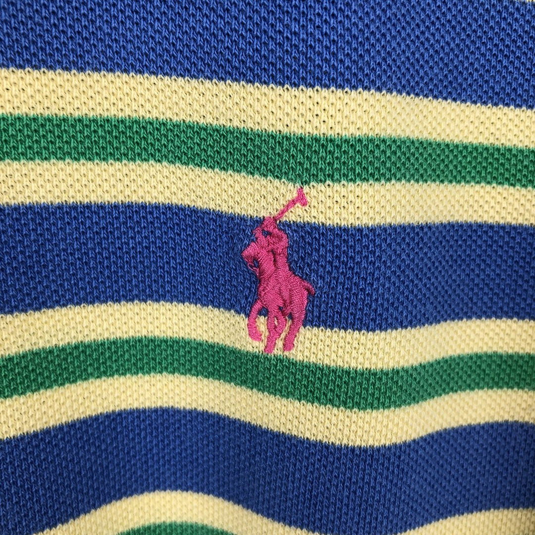 Ralph Lauren POLO by Ralph Lauren CUSTOM FIT short sleeve striped polo shirt men's XL size cotton blue type Vintage Second Hand