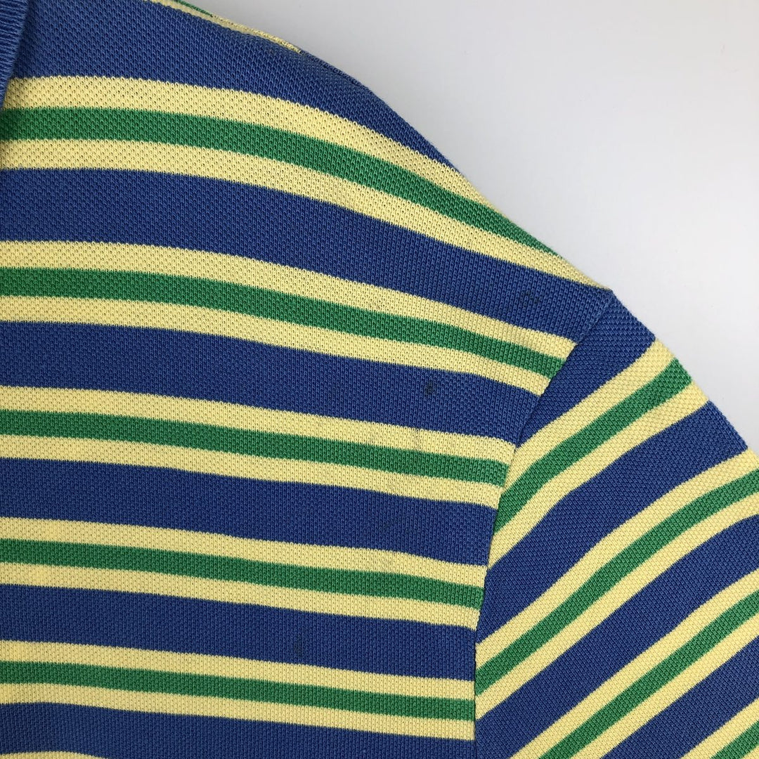 Ralph Lauren POLO by Ralph Lauren CUSTOM FIT short sleeve striped polo shirt men's XL size cotton blue type Vintage Second Hand