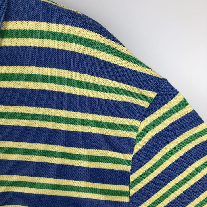 Ralph Lauren POLO by Ralph Lauren CUSTOM FIT short sleeve striped polo shirt men's XL size cotton blue type Vintage Second Hand