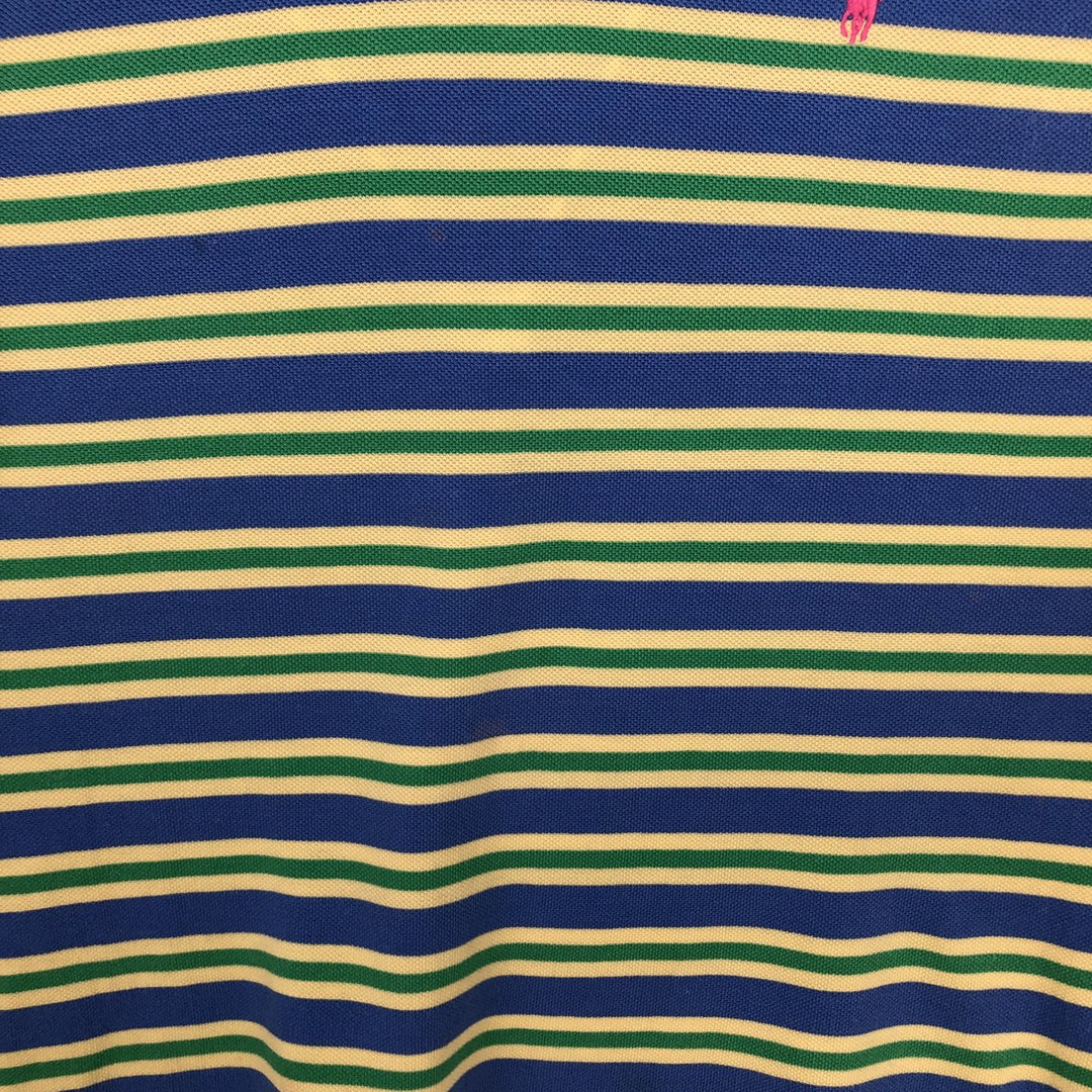 Ralph Lauren POLO by Ralph Lauren CUSTOM FIT short sleeve striped polo shirt men's XL size cotton blue type Vintage Second Hand