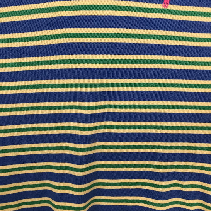 Ralph Lauren POLO by Ralph Lauren CUSTOM FIT short sleeve striped polo shirt men's XL size cotton blue type Vintage Second Hand