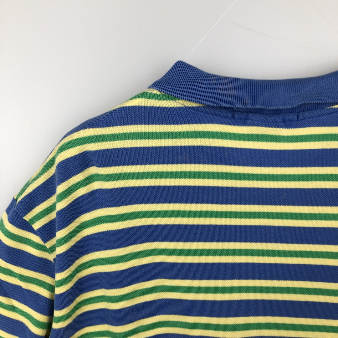 Ralph Lauren POLO by Ralph Lauren CUSTOM FIT short sleeve striped polo shirt men's XL size cotton blue type Vintage Second Hand