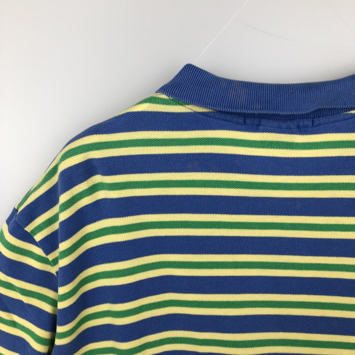 Ralph Lauren POLO by Ralph Lauren CUSTOM FIT short sleeve striped polo shirt men's XL size cotton blue type Vintage Second Hand