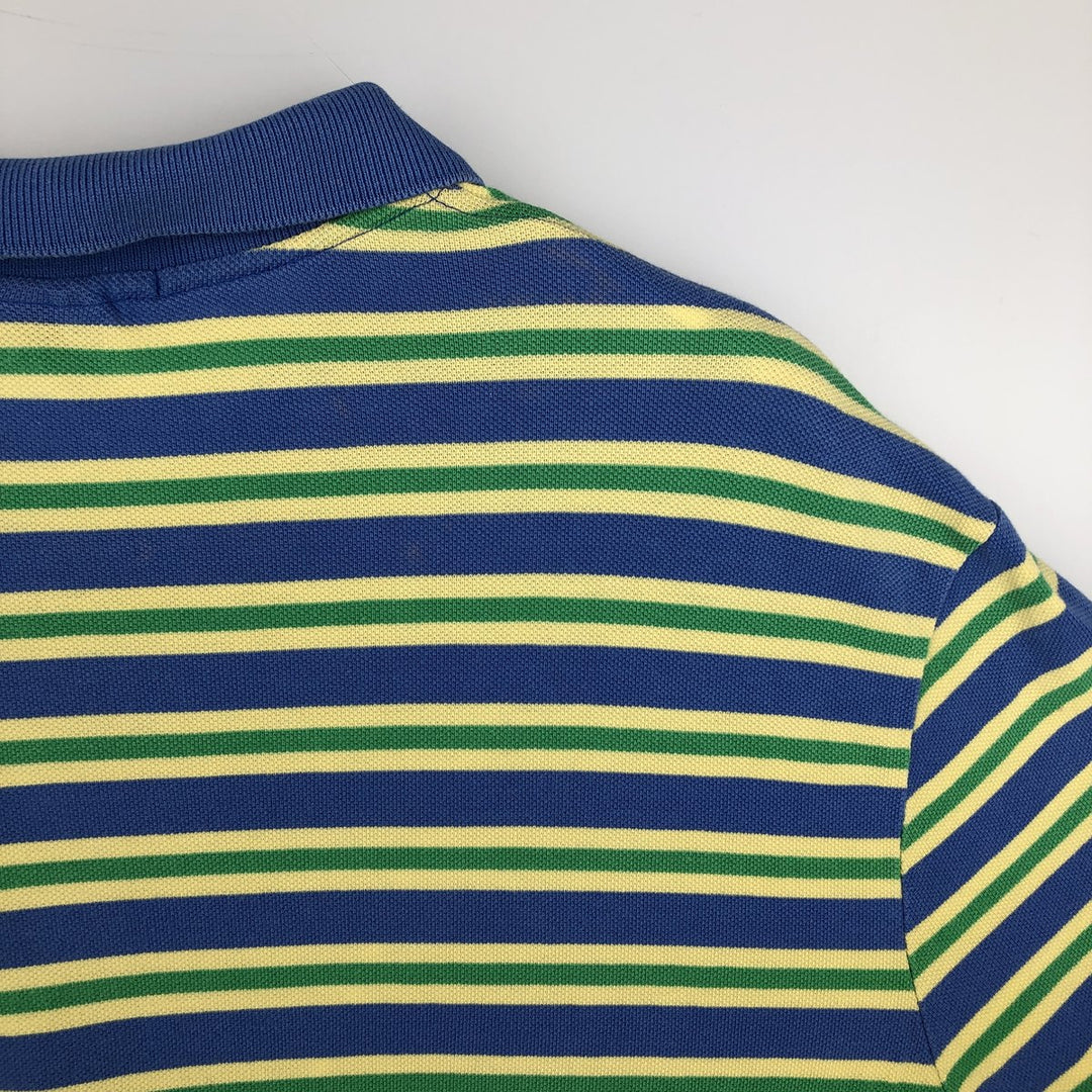 Ralph Lauren POLO by Ralph Lauren CUSTOM FIT short sleeve striped polo shirt men's XL size cotton blue type Vintage Second Hand