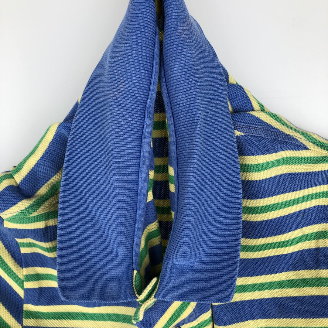 Ralph Lauren POLO by Ralph Lauren CUSTOM FIT short sleeve striped polo shirt men's XL size cotton blue type Vintage Second Hand