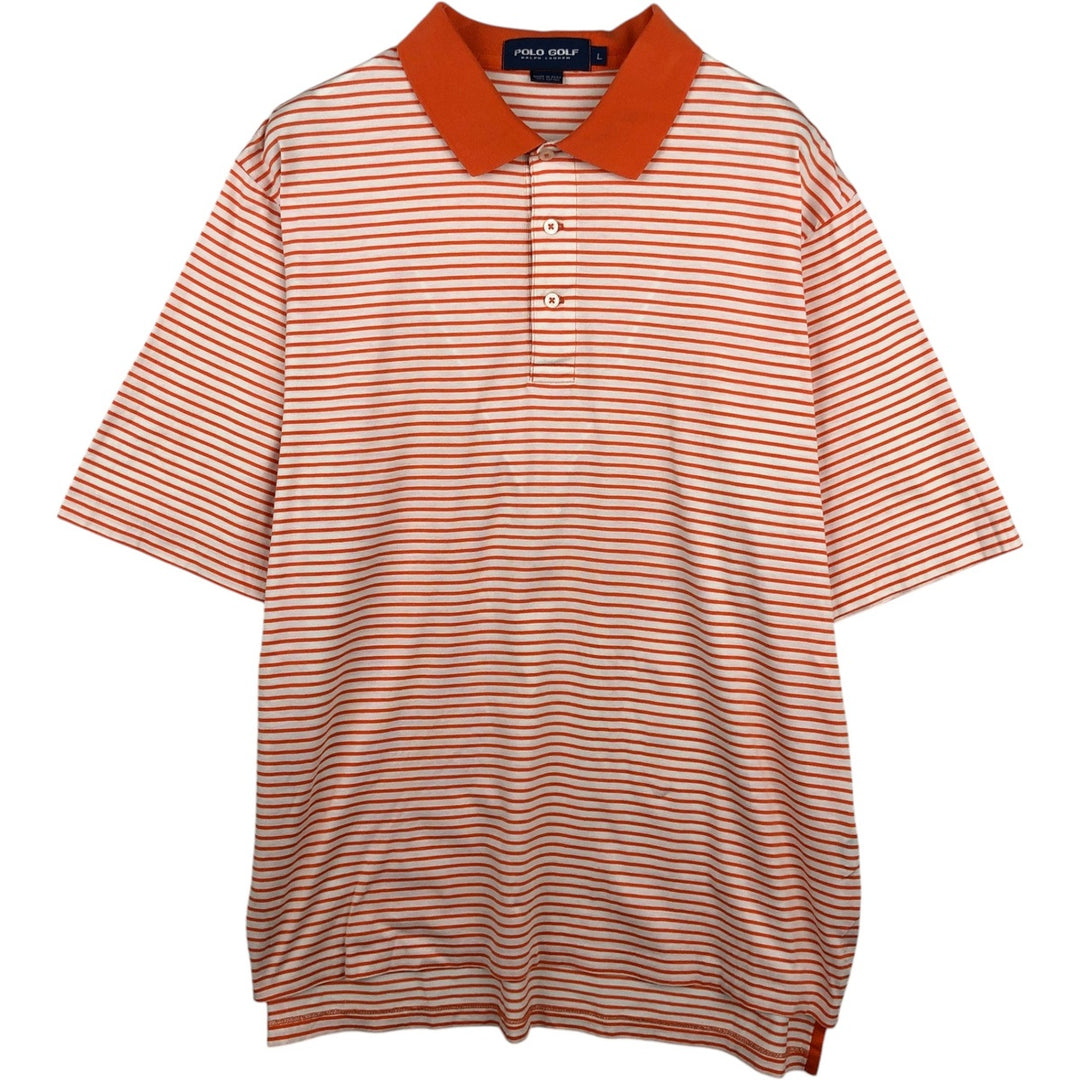 Ralph Lauren POLO GOLF Short Sleeve Striped Polo Shirt Men's Size L cotton orange type Vintage Second Hand