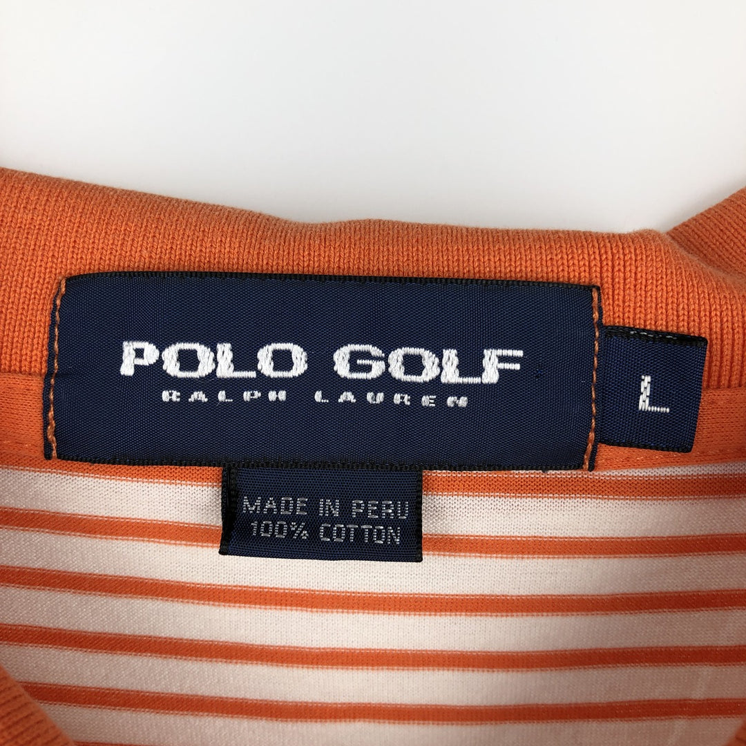 Ralph Lauren POLO GOLF Short Sleeve Striped Polo Shirt Men's Size L cotton orange type Vintage Second Hand