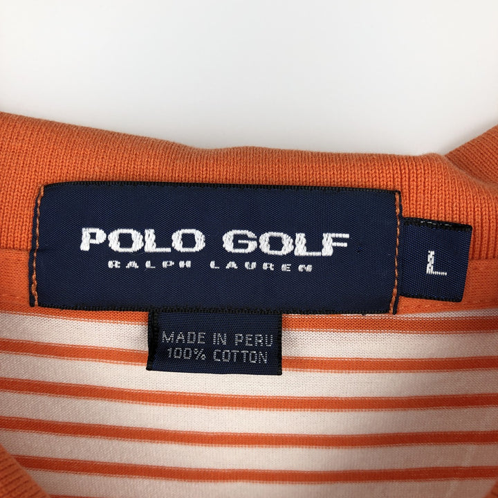 Ralph Lauren POLO GOLF Short Sleeve Striped Polo Shirt Men's Size L cotton orange type Vintage Second Hand