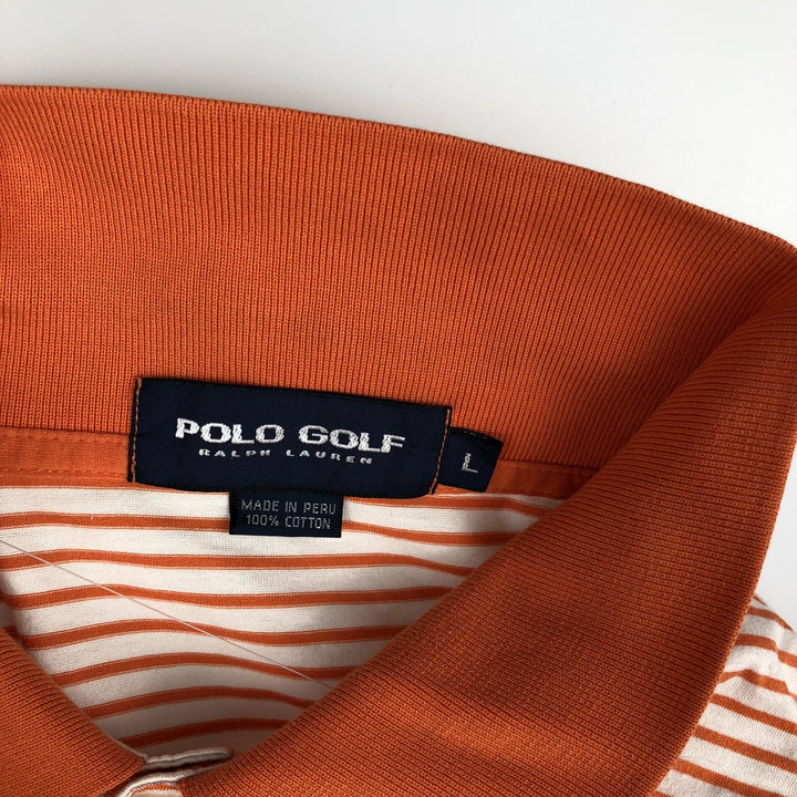 Ralph Lauren POLO GOLF Short Sleeve Striped Polo Shirt Men's Size L cotton orange type Vintage Second Hand