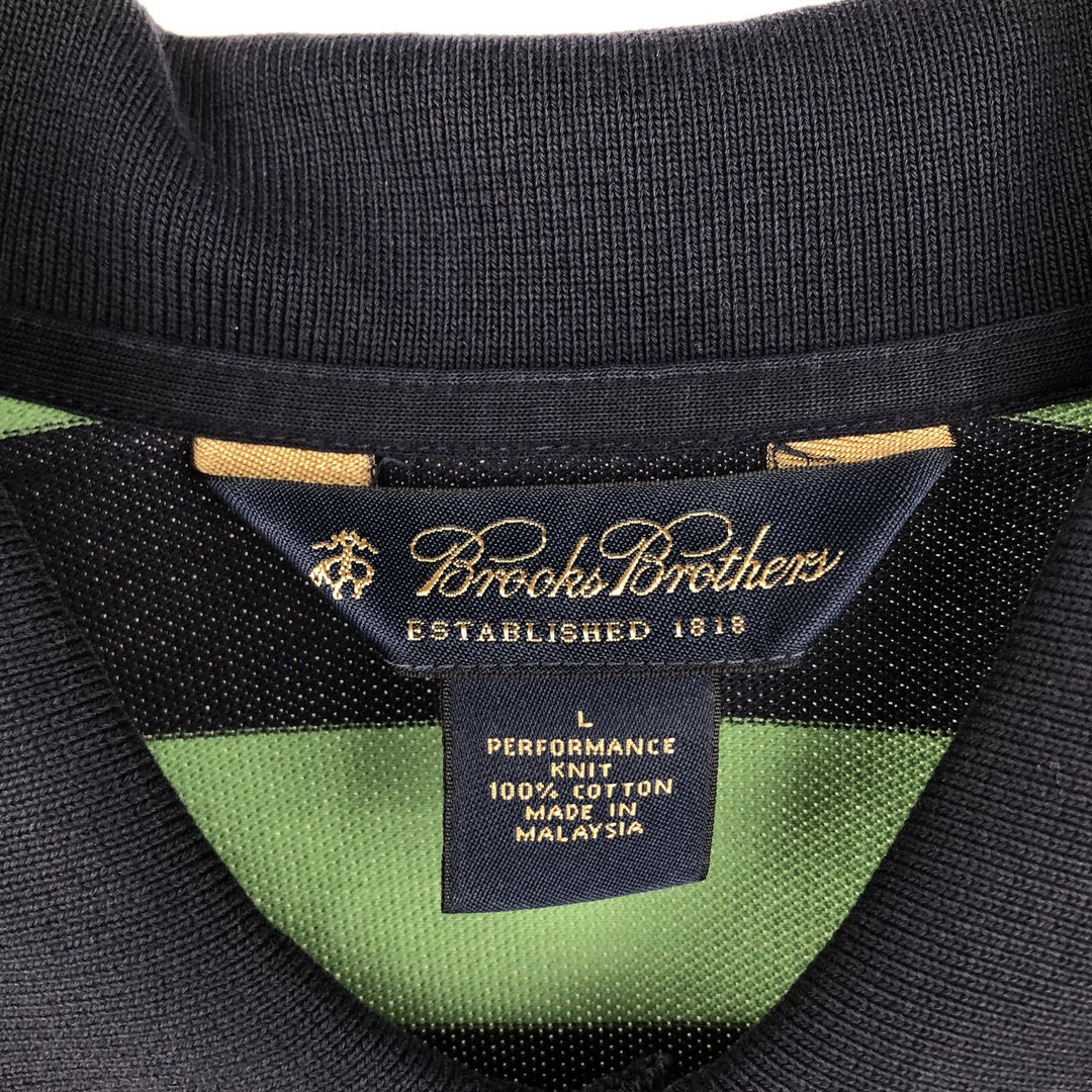 Brooks Brothers ESTABLISHED 1818 Short-Sleeve Striped Polo Shirt, Men's Size L (approx.) cotton green type Vintage Second Hand