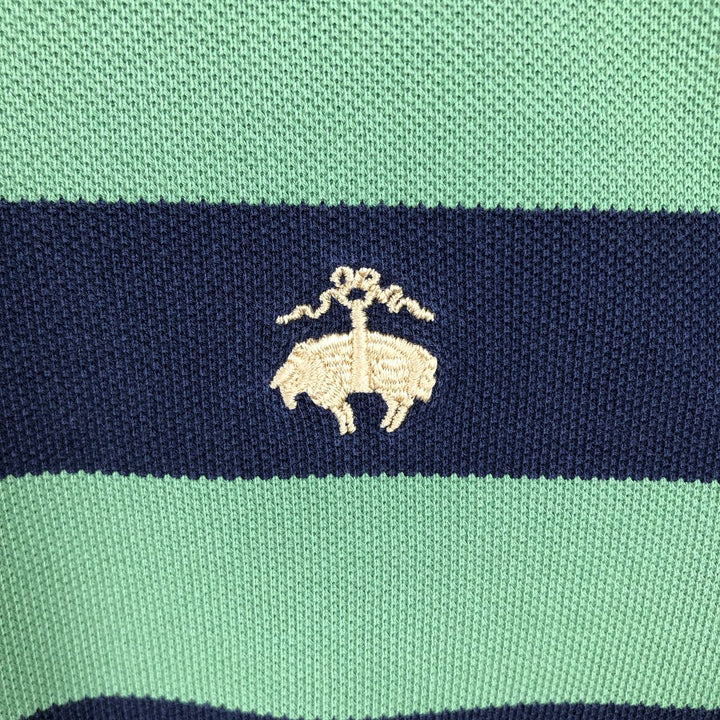 Brooks Brothers ESTABLISHED 1818 Short-Sleeve Striped Polo Shirt, Men's Size L (approx.) cotton green type Vintage Second Hand