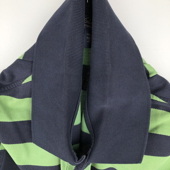 Brooks Brothers ESTABLISHED 1818 Short-Sleeve Striped Polo Shirt, Men's Size L (approx.) cotton green type Vintage Second Hand