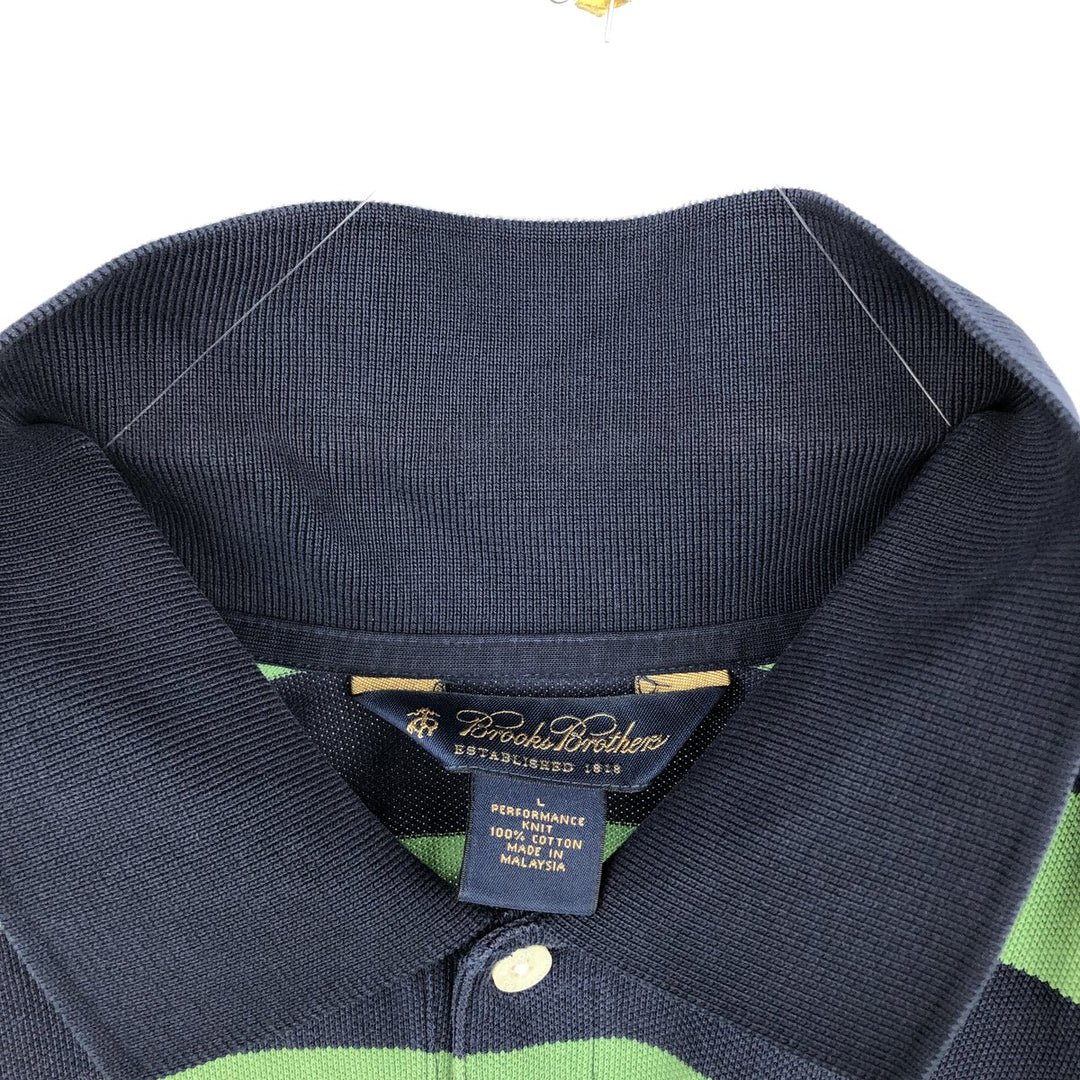 Brooks Brothers ESTABLISHED 1818 Short-Sleeve Striped Polo Shirt, Men's Size L (approx.) cotton green type Vintage Second Hand