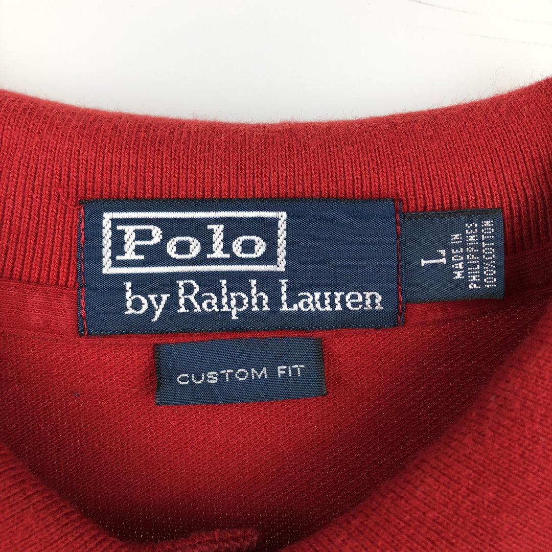 Ralph Lauren POLO by Ralph Lauren CUSTOM FIT short sleeve polo shirt, men's size L cotton red type Vintage Second Hand