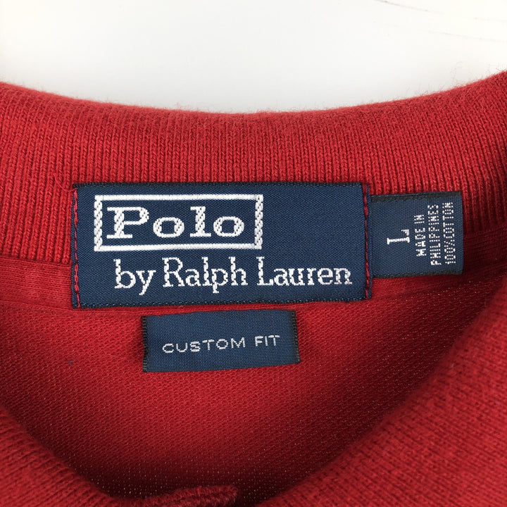 Ralph Lauren POLO by Ralph Lauren CUSTOM FIT short sleeve polo shirt, men's size L cotton red type Vintage Second Hand