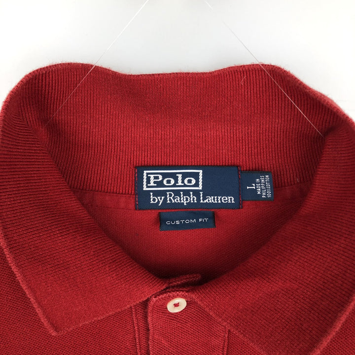 Ralph Lauren POLO by Ralph Lauren CUSTOM FIT short sleeve polo shirt, men's size L cotton red type Vintage Second Hand