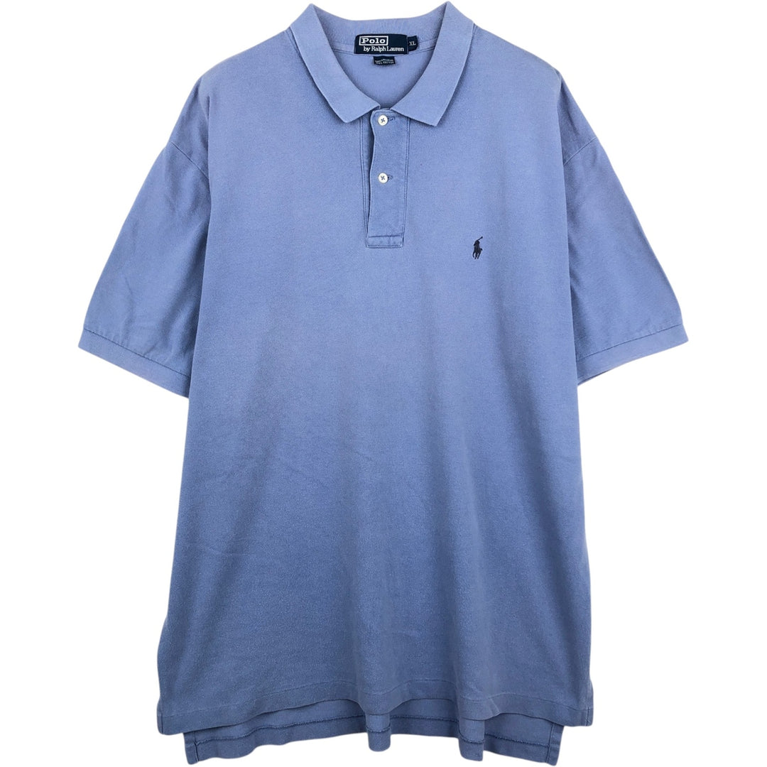 Ralph Lauren POLO by Ralph Lauren short sleeve polo shirt, men's XL size cotton Blue type light blue Vintage Second Hand