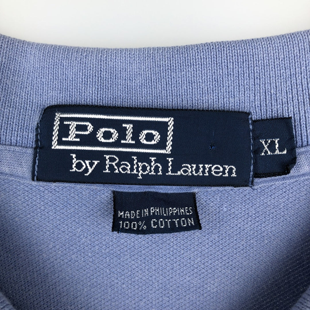 Ralph Lauren POLO by Ralph Lauren short sleeve polo shirt, men's XL size cotton Blue type light blue Vintage Second Hand