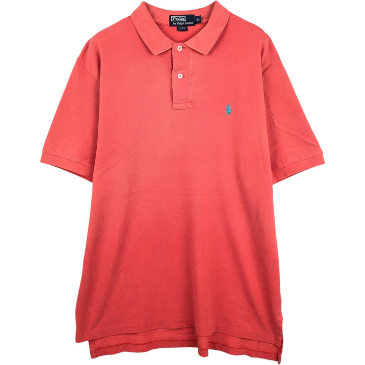Ralph Lauren POLO by Ralph Lauren short sleeve polo shirt, men's XL size cotton coral Vintage Second Hand