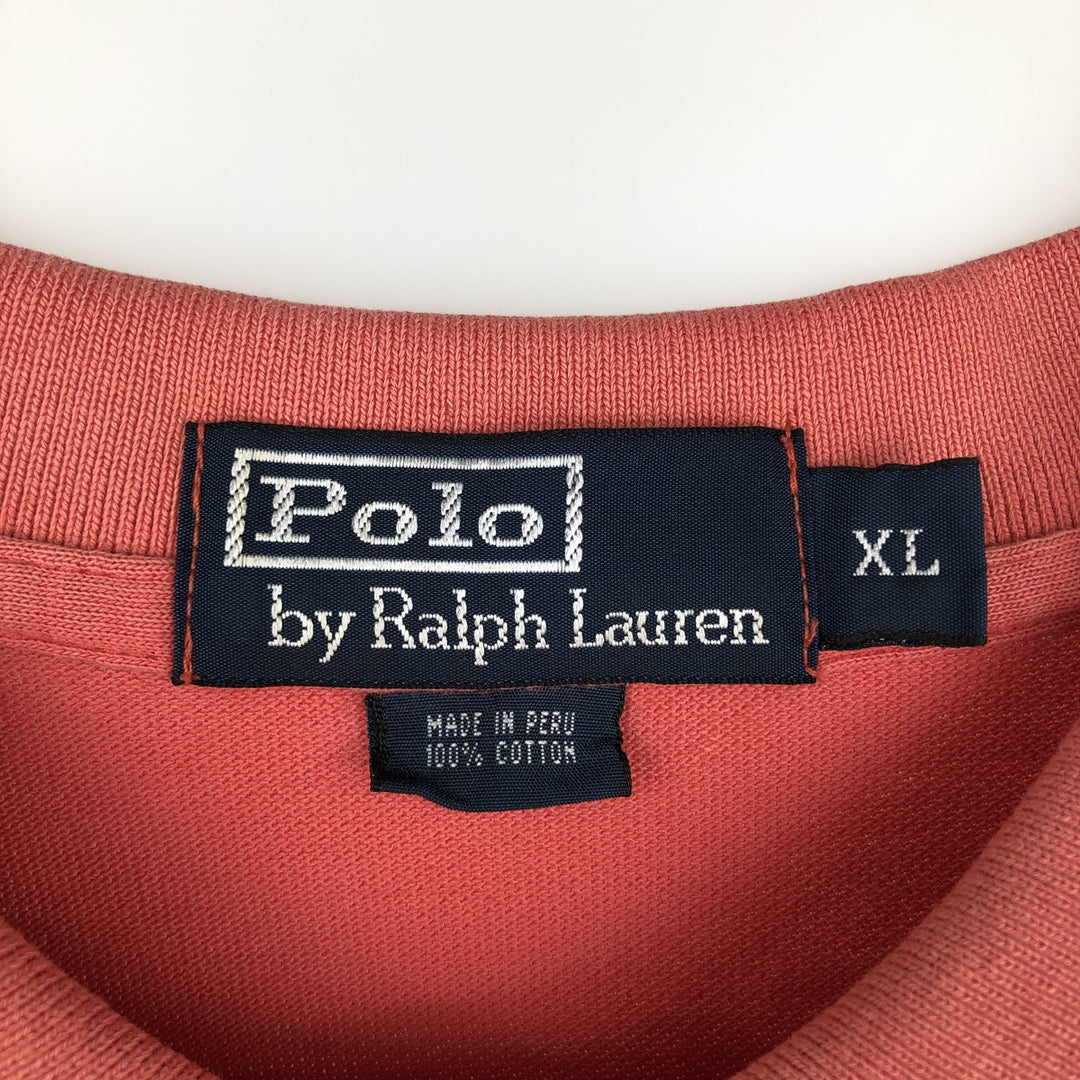 Ralph Lauren POLO by Ralph Lauren short sleeve polo shirt, men's XL size cotton coral Vintage Second Hand