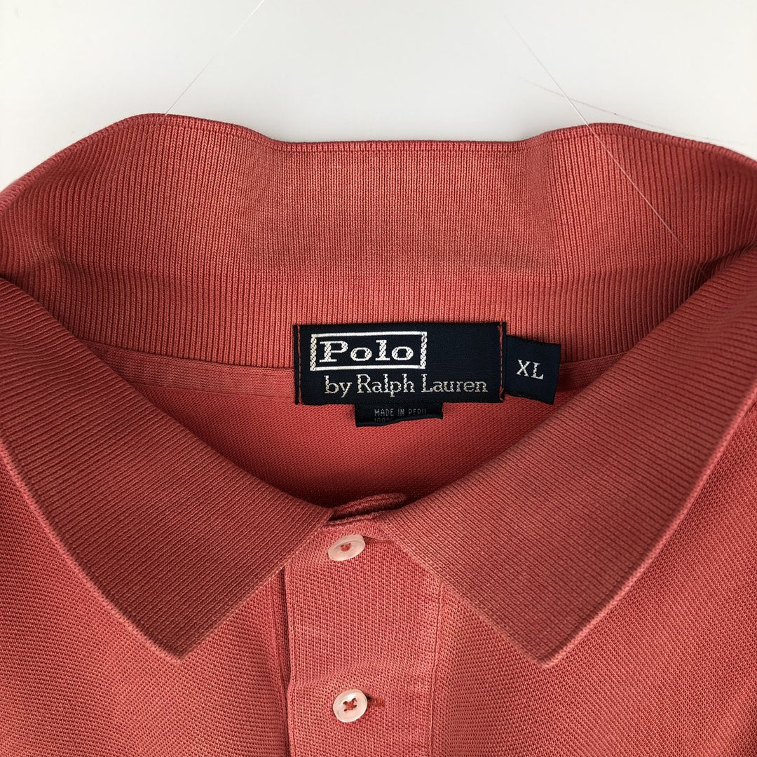 Ralph Lauren POLO by Ralph Lauren short sleeve polo shirt, men's XL size cotton coral Vintage Second Hand