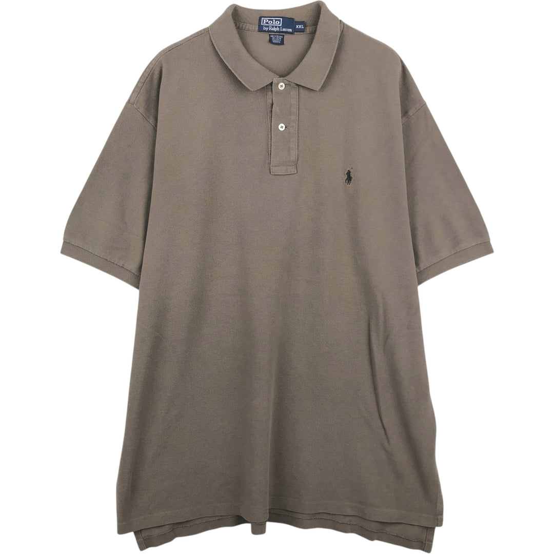 Ralph Lauren POLO by Ralph Lauren short sleeve polo shirt, men's size XXL cotton Khaki type Vintage Second Hand