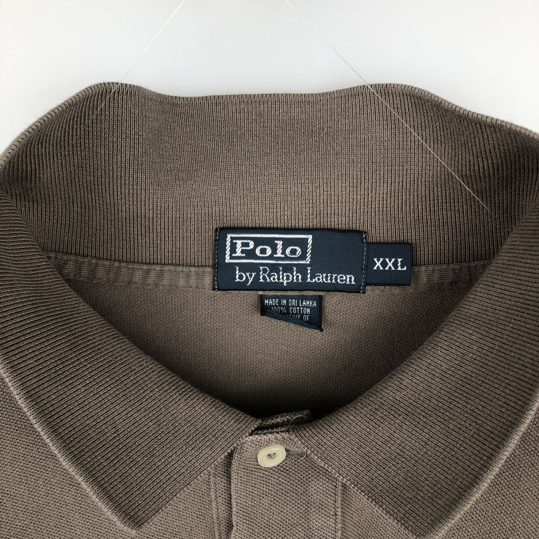 Ralph Lauren POLO by Ralph Lauren short sleeve polo shirt, men's size XXL cotton Khaki type Vintage Second Hand