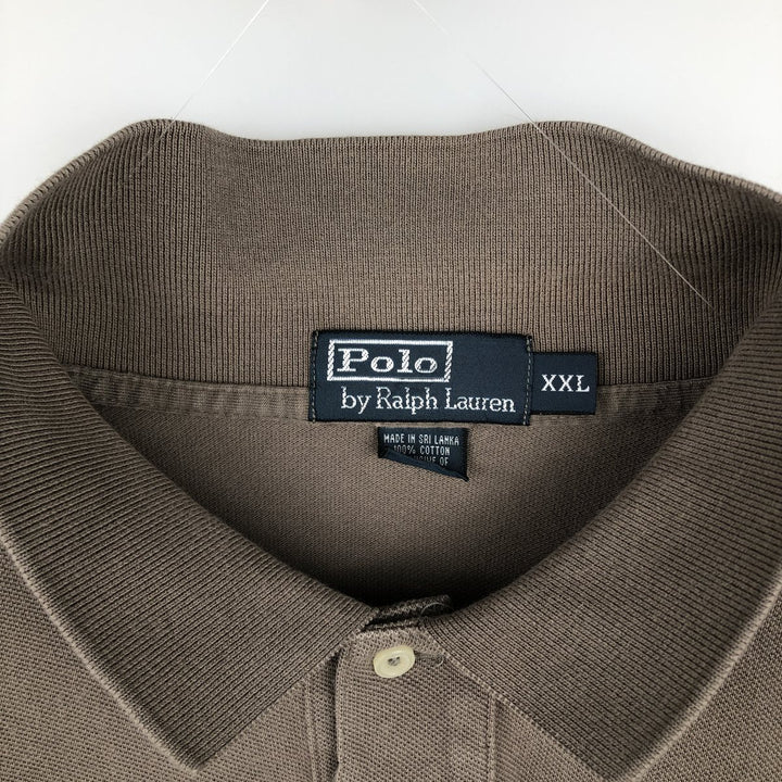 Ralph Lauren POLO by Ralph Lauren short sleeve polo shirt, men's size XXL cotton Khaki type Vintage Second Hand