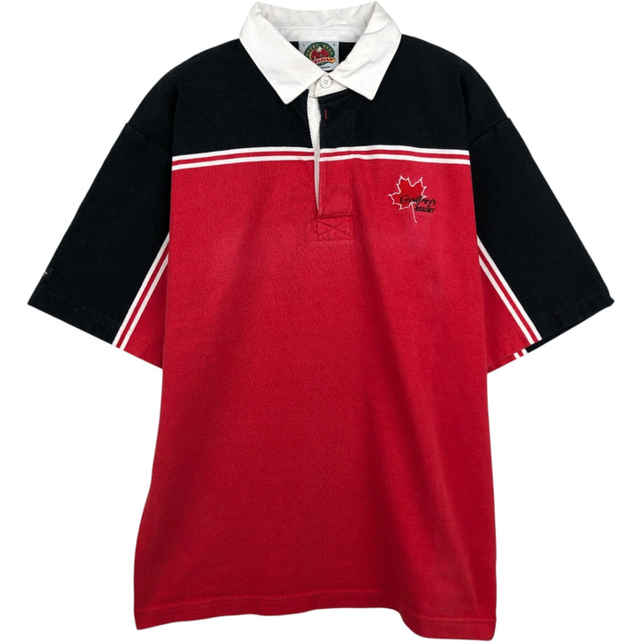 90s-00'S Barbarian Rugby Wear Short-Sleeve Rugby Shirt, Made in Canada, Men's Size L (Equivalent), Vintage cotton red type Vintage Second Hand