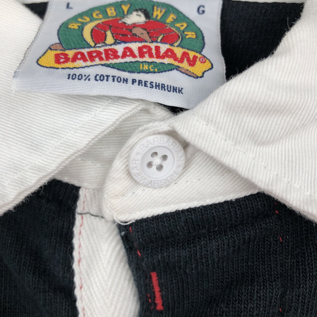 90s-00'S Barbarian Rugby Wear Short-Sleeve Rugby Shirt, Made in Canada, Men's Size L (Equivalent), Vintage cotton red type Vintage Second Hand
