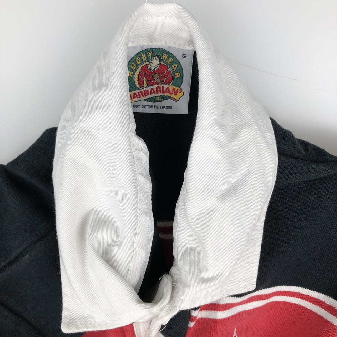 90s-00'S Barbarian Rugby Wear Short-Sleeve Rugby Shirt, Made in Canada, Men's Size L (Equivalent), Vintage cotton red type Vintage Second Hand