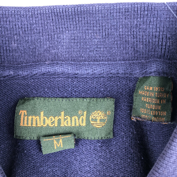 90s-00'S Timberland Striped Short-Sleeve Polo Shirt, Men's Size M (Equivalent), Vintage cotton navy blue type Vintage Second Hand