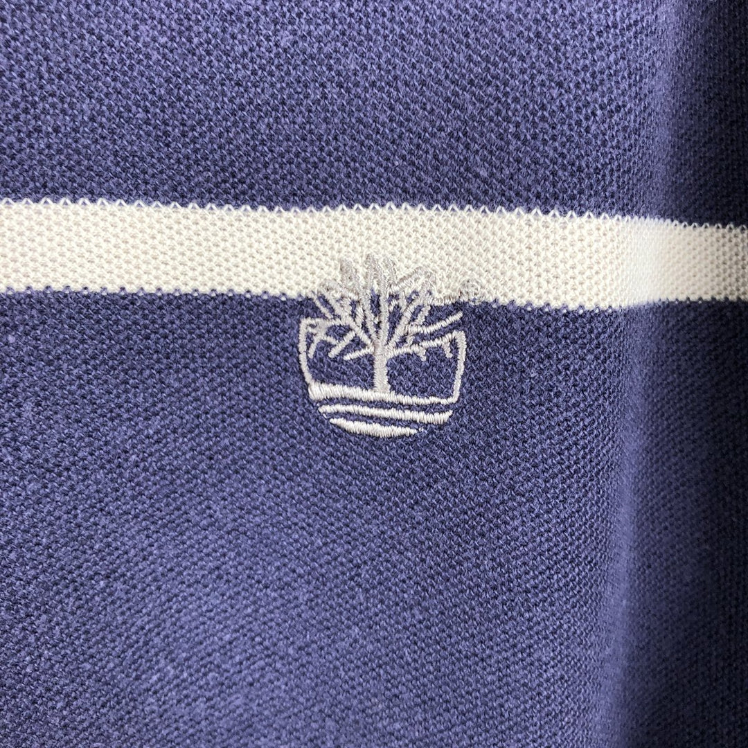 90s-00'S Timberland Striped Short-Sleeve Polo Shirt, Men's Size M (Equivalent), Vintage cotton navy blue type Vintage Second Hand