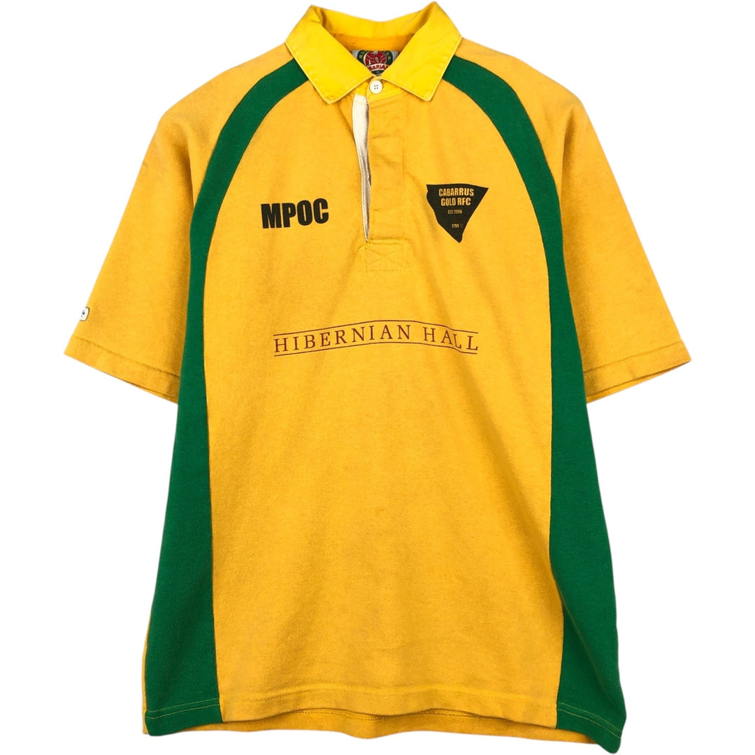 Barbarian Short-Sleeve Rugby Shirt, Made in Canada, Men's Size L (approx.) cotton yellow type Vintage Second Hand