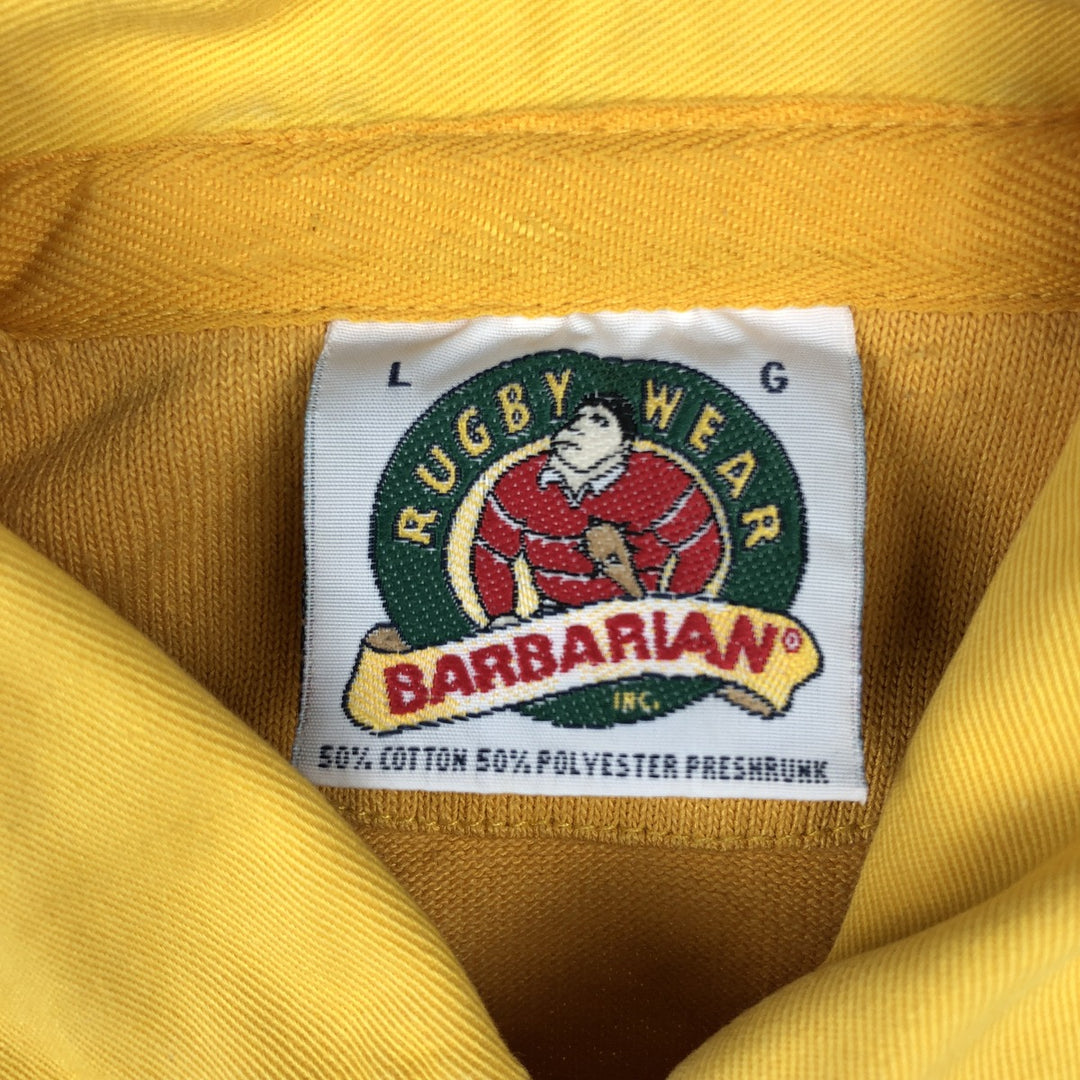Barbarian Short-Sleeve Rugby Shirt, Made in Canada, Men's Size L (approx.) cotton yellow type Vintage Second Hand