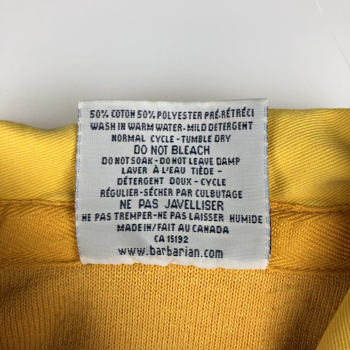 Barbarian Short-Sleeve Rugby Shirt, Made in Canada, Men's Size L (approx.) cotton yellow type Vintage Second Hand