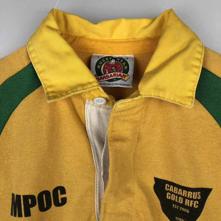 Barbarian Short-Sleeve Rugby Shirt, Made in Canada, Men's Size L (approx.) cotton yellow type Vintage Second Hand