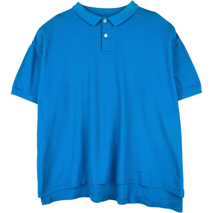 90'S LL Bean Short-Sleeve Polo Shirt, Made in USA, Vintage cotton blue type Vintage Second Hand