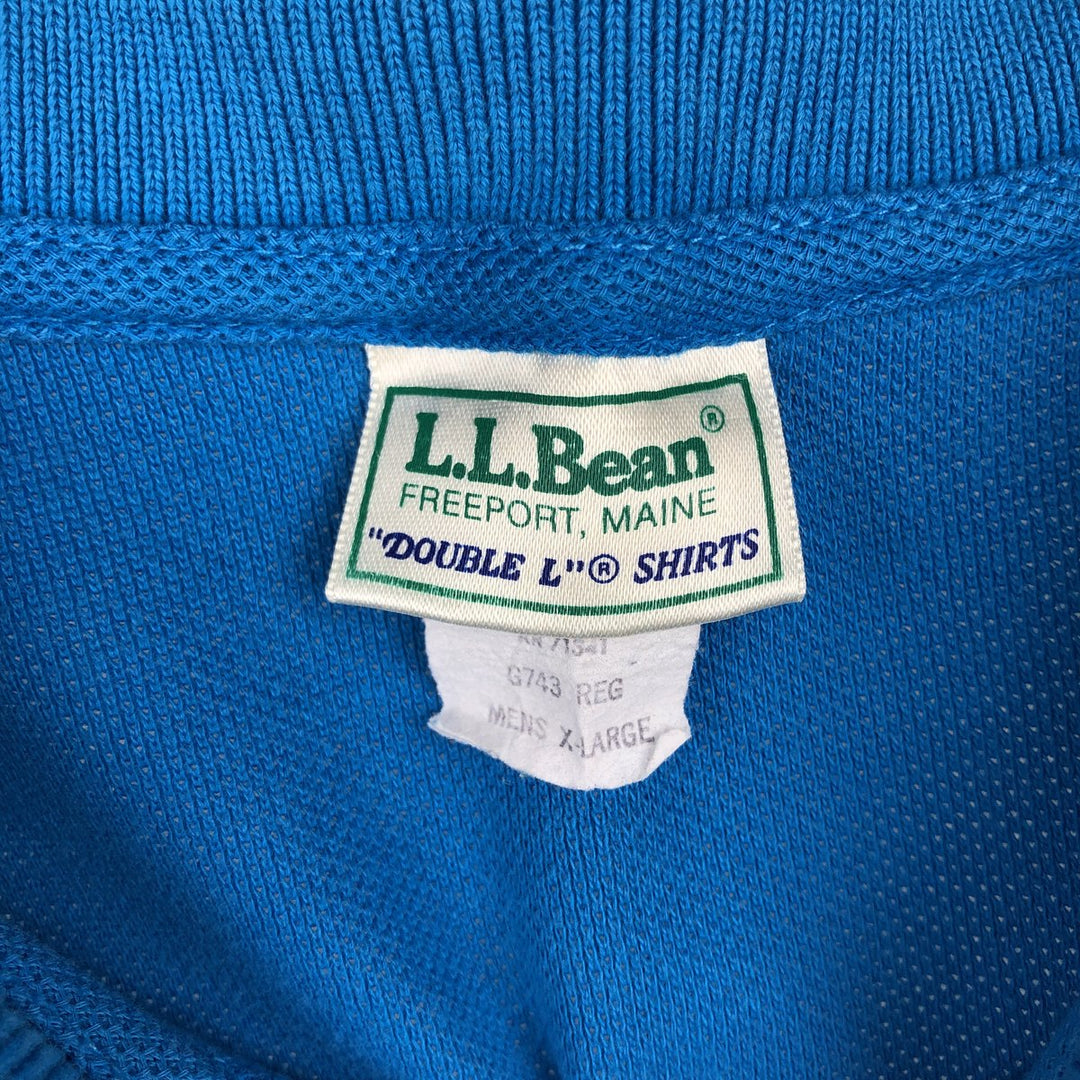 90'S LL Bean Short-Sleeve Polo Shirt, Made in USA, Vintage cotton blue type Vintage Second Hand